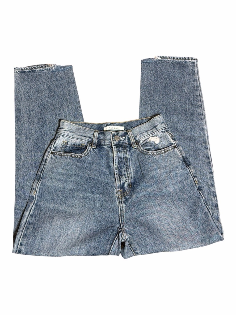 PacSun Women's Distressed Boyfriend Jeans in Light Blue Denim - Picture 3 of 10